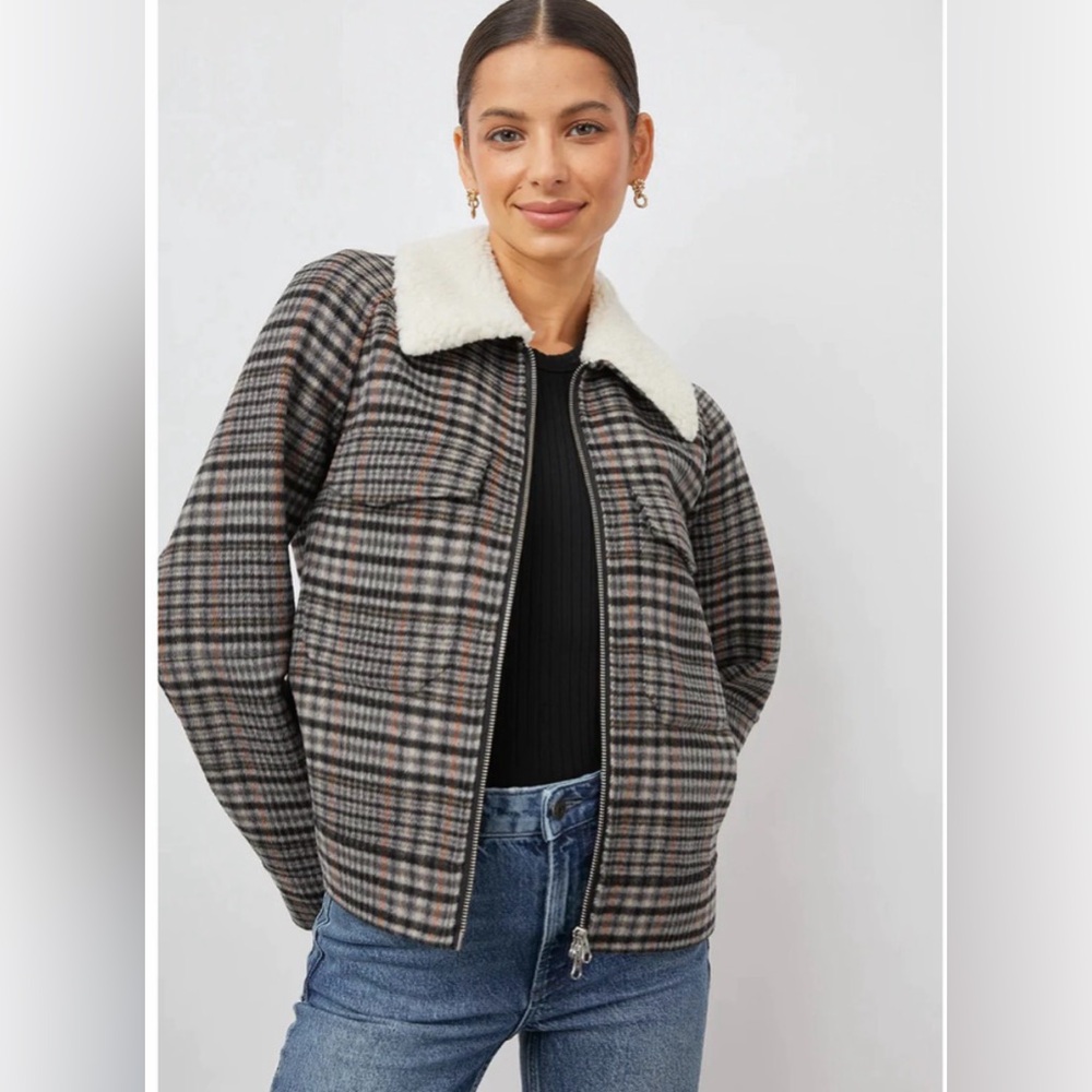 Rails Plaid Cheyenne Jacket Shearling Collar Size Small